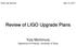 Review of LIGO Upgrade Plans