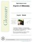 Glossary. Algebra 2 Glossary. High School Level. English / Slovak