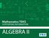 SUPPORTING INFORMATION ALGEBRA II. Texas Education Agency
