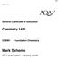 PMT. Version 1.1: 21/01. klm. General Certificate of Education. Chemistry Foundation Chemistry. Mark Scheme examination - January series