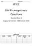 WJEC. BY4 Photosynthesis Questions