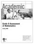 Academic. Grade 9 Assessment of Mathematics. Spring 2006