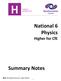 National 6 Physics Higher for CfE Summary Notes