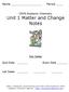 CRHS Academic Chemistry Unit 1 Matter and Change Notes