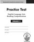 Massachusetts Comprehensive Assessment System Practice Test English Language Arts Reading Comprehension GRADE 5
