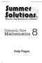 Summer Solutions Common Core Mathematics 8. Common Core. Mathematics. Help Pages