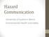 Hazard Communication. University of Southern Maine Environmental Health and Safety