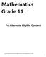 Mathematics Grade 11 PA Alternate Eligible Content