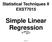Statistical Techniques II EXST7015 Simple Linear Regression