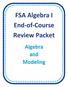 FSA Algebra I End-of-Course Review Packet. Algebra and Modeling