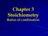 Chapter 3 Stoichiometry. Ratios of combination