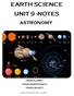EARTH SCIENCE UNIT 9 -NOTES ASTRONOMY