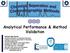 Analytical Performance & Method. Validation