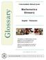 Mathematics. Glossary. Intermediate School Level. English / Romanian