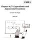 Chapter 6/7- Logarithmic and Exponential Functions