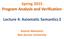 Spring 2015 Program Analysis and Verification. Lecture 4: Axiomatic Semantics I. Roman Manevich Ben-Gurion University