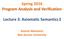 Spring 2016 Program Analysis and Verification. Lecture 3: Axiomatic Semantics I. Roman Manevich Ben-Gurion University