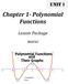 Chapter 1- Polynomial Functions