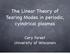 The Linear Theory of Tearing Modes in periodic, cyindrical plasmas. Cary Forest University of Wisconsin