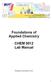 Foundations of Applied Chemistry. CHEM 0012 Lab Manual