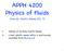 APPH 4200 Physics of Fluids
