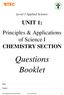 Questions Booklet. UNIT 1: Principles & Applications of Science I CHEMISTRY SECTION. Level 3 Applied Science. Name:.. Teacher:..