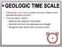 The geologic time scale is a system we use to measure and describe the history of Earth. The time scale is used to: Measure how long Earth has