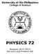 University of the Philippines College of Science PHYSICS 72. Summer Second Long Problem Set
