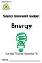 Science homework booklet Energy