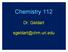 Chemistry 112. Dr. Geldart.