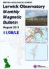 BRITISH GEOLOGICAL SURVEY Lerwick Observatory Monthly Magnetic Bulletin August /08/LE