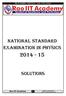 RAO IIT ACADEMY / NSEP Physics / Code : P 152 / Solutions NATIONAL STANDARD EXAMINATION IN PHYSICS SOLUTIONS