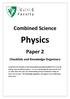 Physics. Combined Science. Paper 2. Checklists and Knowledge Organisers
