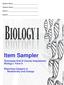 Item Sampler. Tennessee End of Course Assessment Biology I Form 6. Reporting Category 6: Biodiversity and Change. Student Name. Teacher Name.