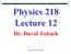 Physics 218 Lecture 12