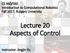 Lecture 20 Aspects of Control