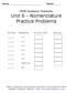CRHS Academic Chemistry Unit 6 - Nomenclature Practice Problems