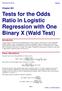 Tests for the Odds Ratio in Logistic Regression with One Binary X (Wald Test)