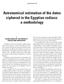 Astronomical estimation of the dates ciphered in the Egyptian zodiacs: a methodology