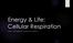 Energy & Life: Cellular Respiration PART I: HARVESTING CHEMICAL ENERGY