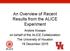 An Overview of Recent Results from the ALICE Experiment