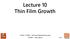Lecture 10 Thin Film Growth