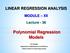 Polynomial Regression Models