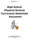 High School Physical Science Curriculum Essentials Document