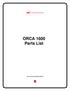 ORCA 1600 Parts List