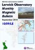 BRITISH GEOLOGICAL SURVEY Lerwick Observatory Monthly Magnetic Bulletin September /09/LE