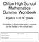 Clifton High School Mathematics Summer Workbook