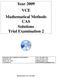 Year 2009 VCE Mathematical Methods CAS Solutions Trial Examination 2