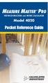 MEASURE MASTER PRO. Pocket Reference Guide. Model FEET-INCH-FRACTION and METRIC CALCULATOR