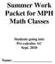 Summer Work Packet for MPH Math Classes